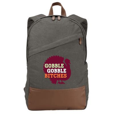 Gobble Gobble Bitches Thanksgiving Turkey Virginia Tech Hokies VT Cotton Canvas Backpack