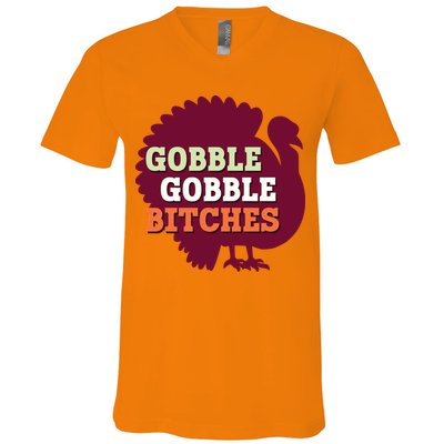 Gobble Gobble Bitches Thanksgiving Turkey Virginia Tech Hokies VT V-Neck T-Shirt