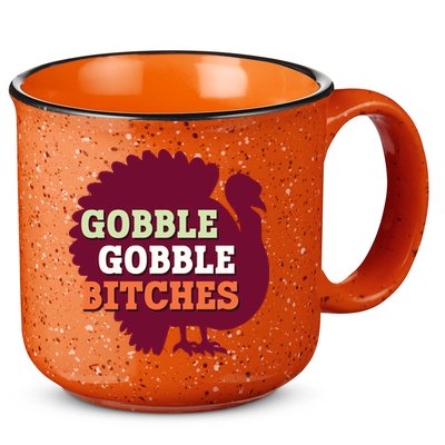 Gobble Gobble Bitches Thanksgiving Turkey Virginia Tech Hokies VT 15oz Campfire Ceramic Mug