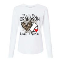 Grandma Grandpa Baseball Funny ThatS My Grandson Out There Womens Cotton Relaxed Long Sleeve T-Shirt