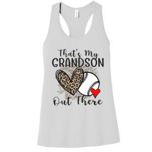 Grandma Grandpa Baseball Funny ThatS My Grandson Out There Women's Racerback Tank