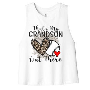 Grandma Grandpa Baseball Funny ThatS My Grandson Out There Women's Racerback Cropped Tank