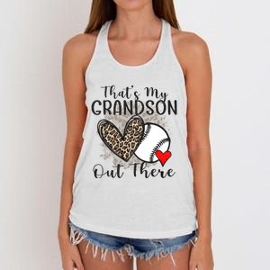 Grandma Grandpa Baseball Funny ThatS My Grandson Out There Women's Knotted Racerback Tank