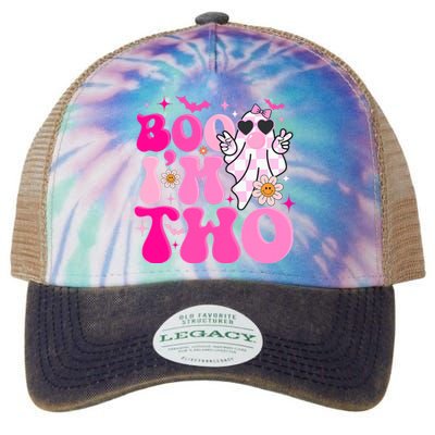 Groovy Ghost Boo IM Two Yr 2nd Birthday Halloween Legacy Tie Dye Trucker Hat