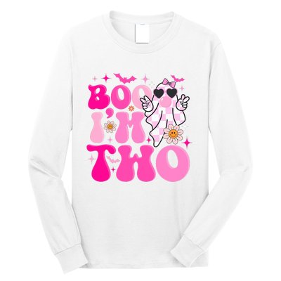 Groovy Ghost Boo IM Two Yr 2nd Birthday Halloween Long Sleeve Shirt