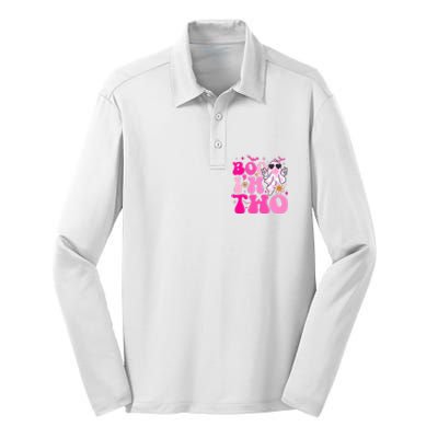 Groovy Ghost Boo IM Two Yr 2nd Birthday Halloween Silk Touch Performance Long Sleeve Polo