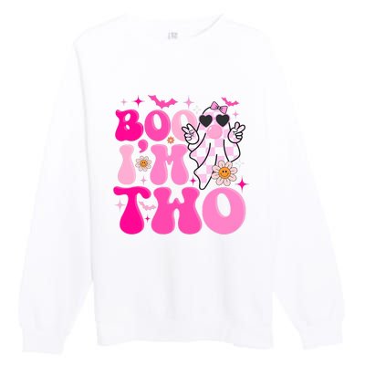 Groovy Ghost Boo IM Two Yr 2nd Birthday Halloween Premium Crewneck Sweatshirt