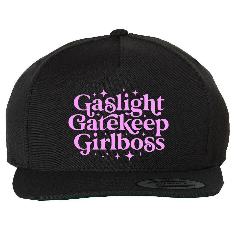 Gaslight Gatekeep Boss Funny Meme Feminist Ironic Babe Wool Snapback Cap