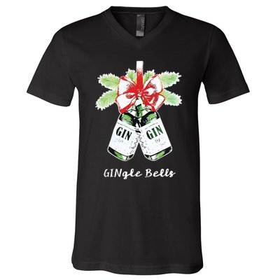 Gin Gingle Bells Christmas V-Neck T-Shirt