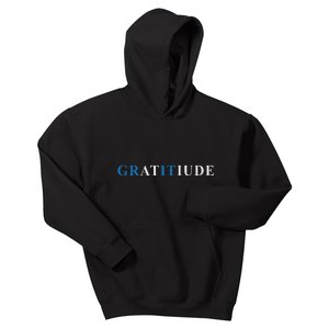 Gratitude Grit Blue Letter Inspirational Message Kids Hoodie