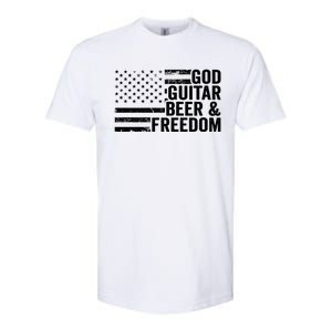 God Guitar Beer And Freedom Usa Flag Funny Guitarist Player Cool Gift Softstyle CVC T-Shirt