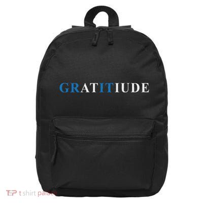 Gratitude Grit Blue Letter Inspirational Message 16 in Basic Backpack