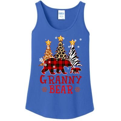 Grandma Granny Bear Xmas Tree Pj Leopard Buffalo Plaid Funny Gift Ladies Essential Tank