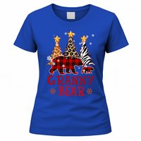 Grandma Granny Bear Xmas Tree Pj Leopard Buffalo Plaid Funny Gift Women's T-Shirt