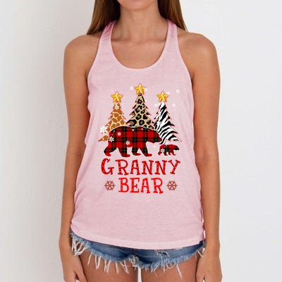 Grandma Granny Bear Xmas Tree Pj Leopard Buffalo Plaid Funny Gift Women's Knotted Racerback Tank