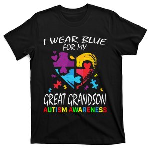 Grandma Grandpa Blue For My Great Grandson Autism Awareness Long Sleeve T-Shirt