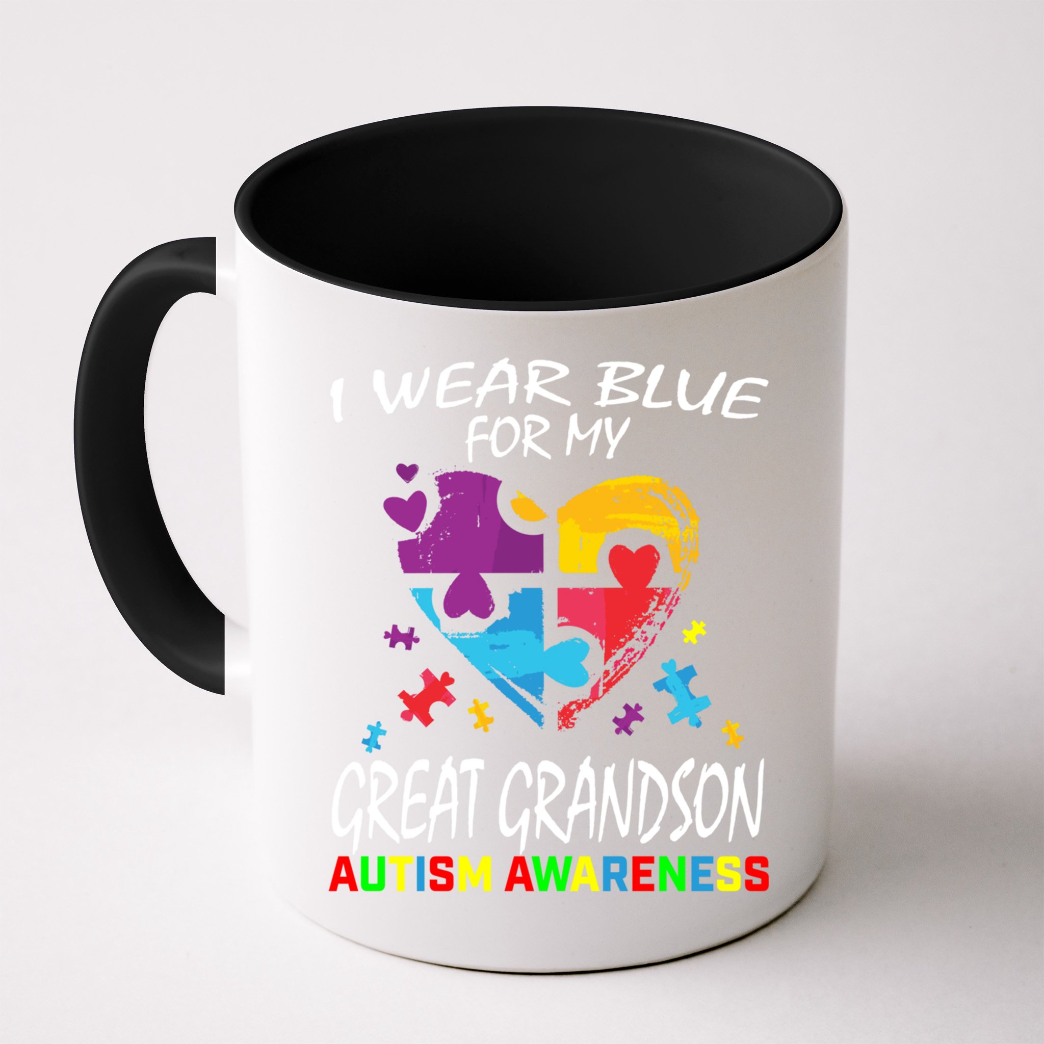 Grandma Grandpa Blue For My Great Grandson Autism Awareness Great Gift Mug