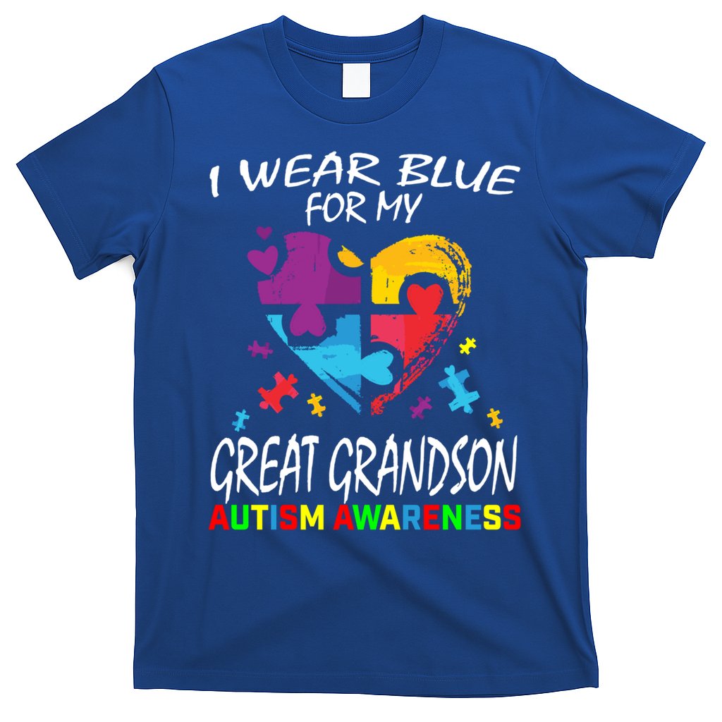 Grandma Grandpa Blue For My Great Grandson Autism Awareness Great Gift T-Shirt