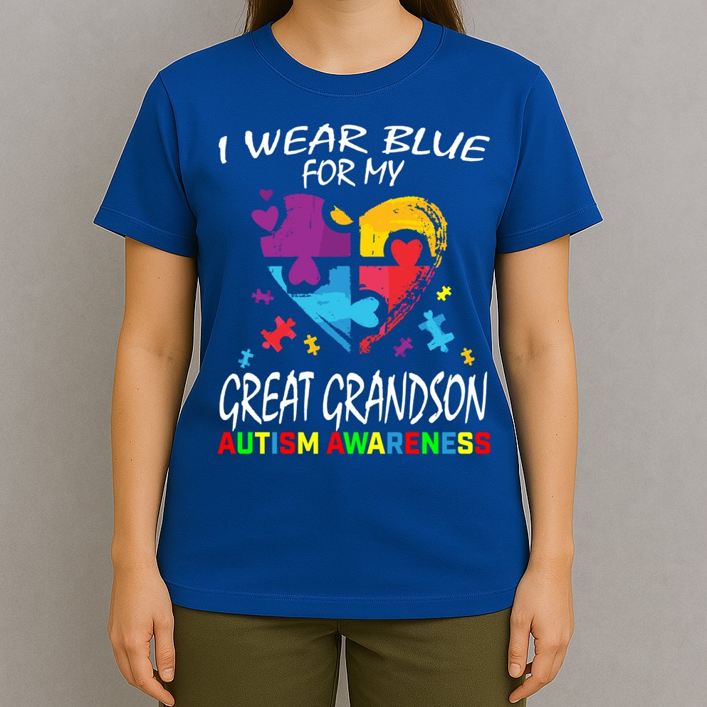 Grandma Grandpa Blue For My Great Grandson Autism Awareness Great Gift T-Shirt