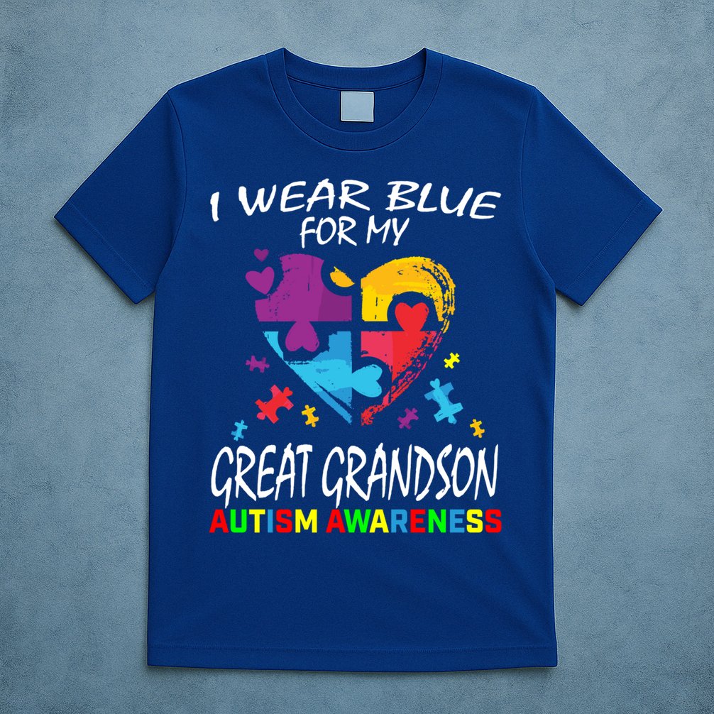 Grandma Grandpa Blue For My Great Grandson Autism Awareness Great Gift T-Shirt