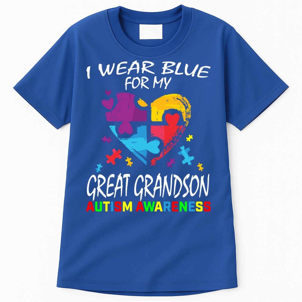 Grandma Grandpa Blue For My Great Grandson Autism Awareness Great Gift Tall T-Shirt