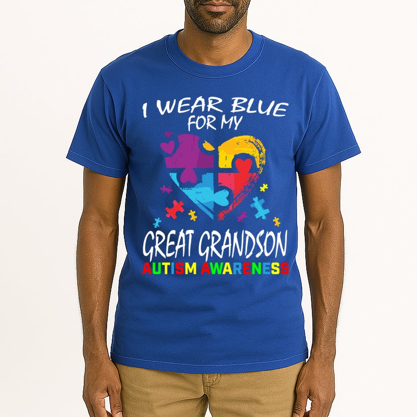 Grandma Grandpa Blue For My Great Grandson Autism Awareness Great Gift Tall T-Shirt