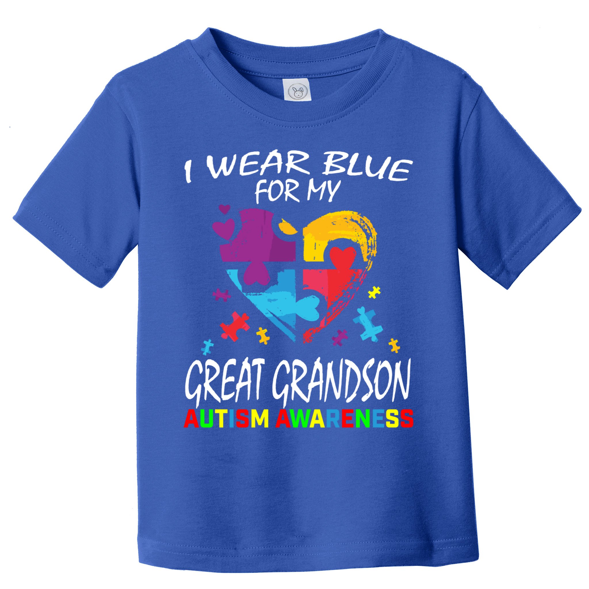 Grandma Grandpa Blue For My Great Grandson Autism Awareness Great Gift Toddler T-Shirt