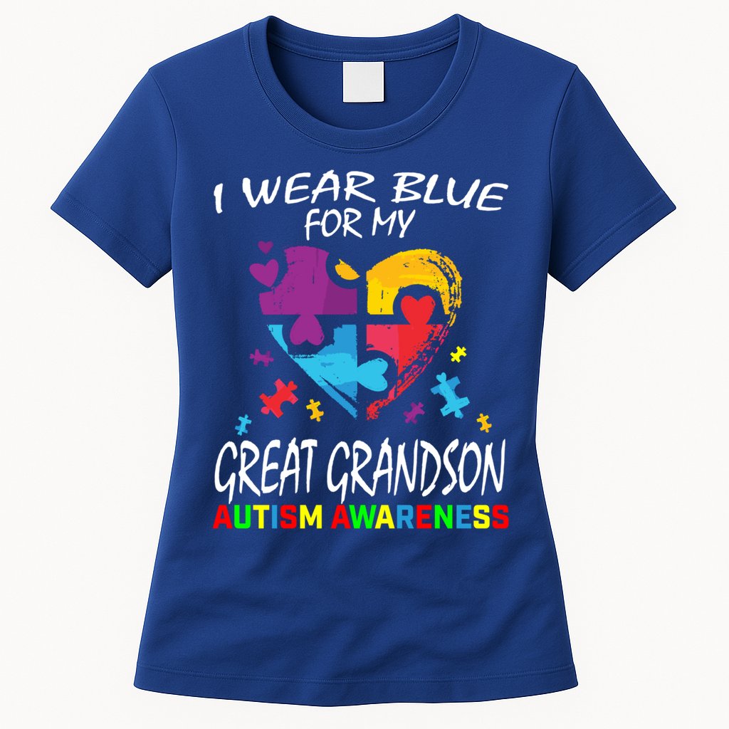 Grandma Grandpa Blue For My Great Grandson Autism Awareness Great Gift Womens T-Shirt