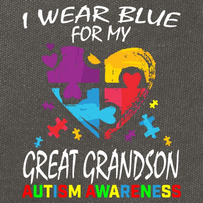 Grandma Grandpa Blue For My Great Grandson Autism Awareness Great Gift Cotton Canvas Backpack