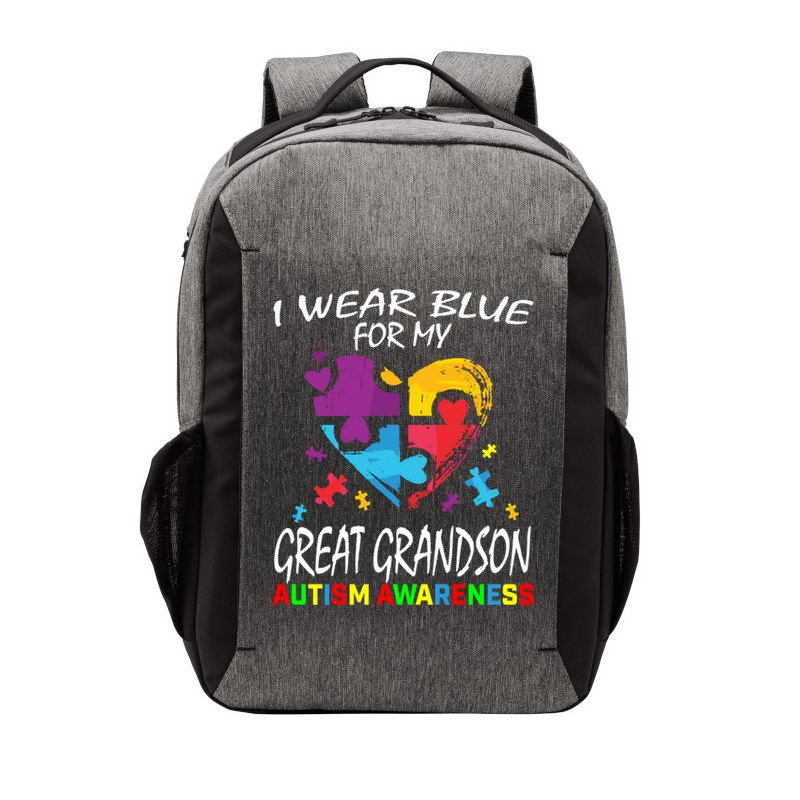 Grandma Grandpa Blue For My Great Grandson Autism Awareness Great Gift Vector Backpack