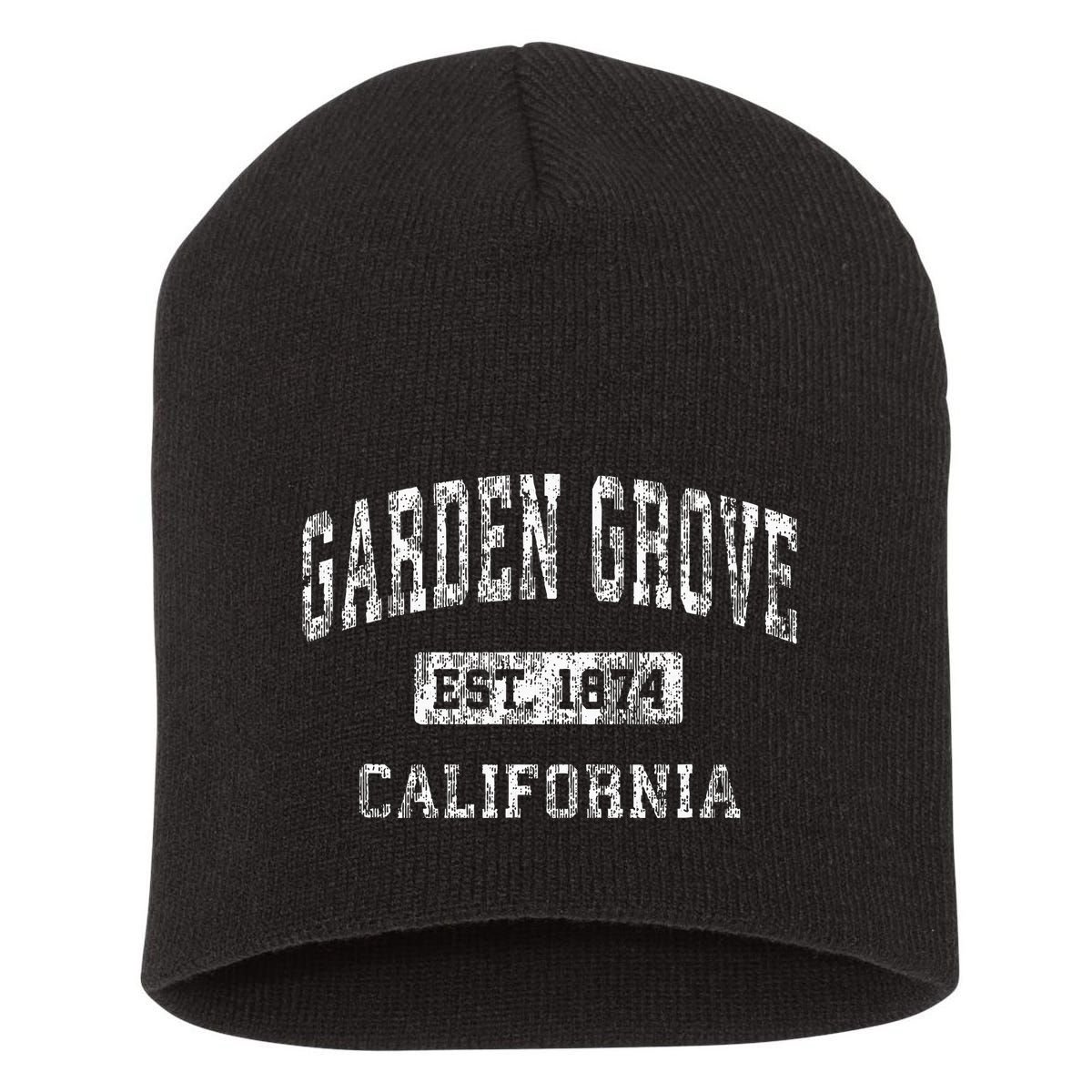 Garden Grove California Ca Vintage Established Sports Short Acrylic Beanie