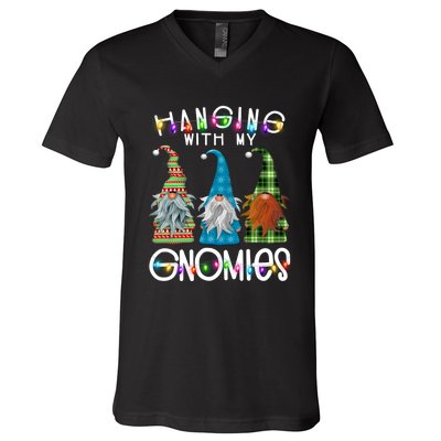 Garden Gnome Christmas Hanging With My Gnomies V-Neck T-Shirt