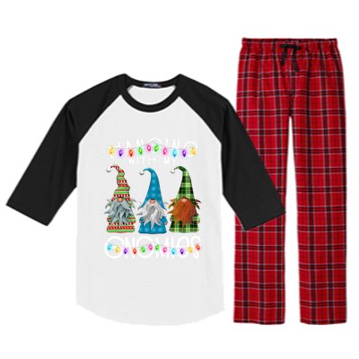 Garden Gnome Christmas Hanging With My Gnomies Raglan Sleeve Pajama Set