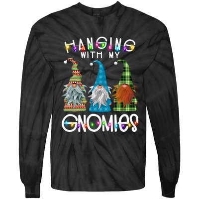 Garden Gnome Christmas Hanging With My Gnomies Tie-Dye Long Sleeve Shirt