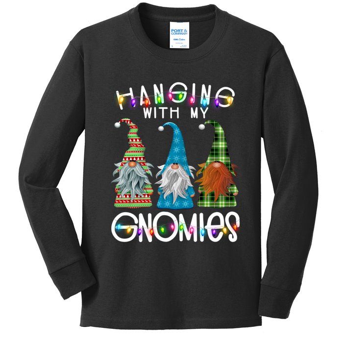 Garden Gnome Christmas Hanging With My Gnomies Kids Long Sleeve Shirt