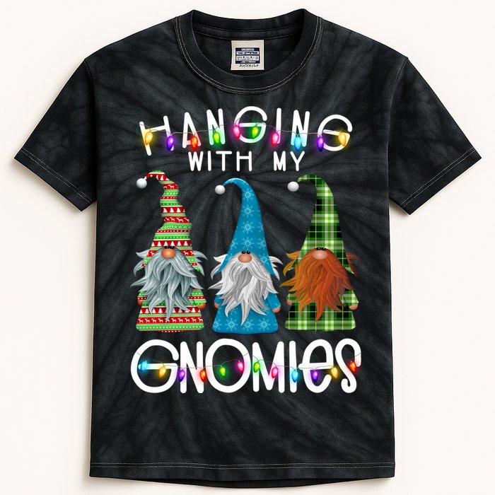 Garden Gnome Christmas Hanging With My Gnomies Kids Tie-Dye T-Shirt