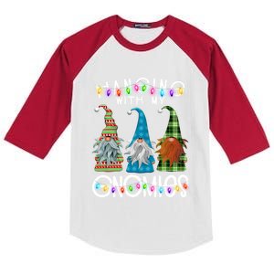 Garden Gnome Christmas Hanging With My Gnomies Kids Colorblock Raglan Jersey