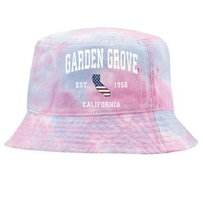 Garden Grove California Ca Vintage American Flag Established Design Tie-Dyed Bucket Hat