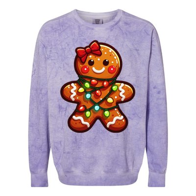 Gingerbread Girl Christmas Costume Cookie Tree Lights Xmas Colorblast Crewneck Sweatshirt