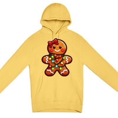 Gingerbread Girl Christmas Costume Cookie Tree Lights Xmas Premium Pullover Hoodie