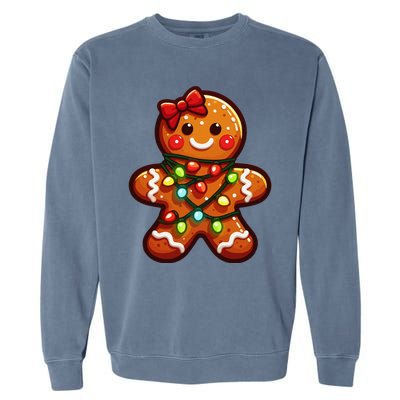 Gingerbread Girl Christmas Costume Cookie Tree Lights Xmas Garment-Dyed Sweatshirt