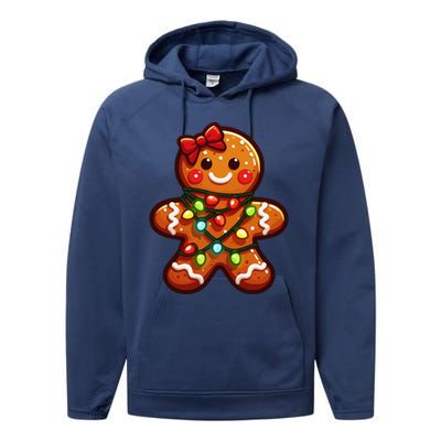 Gingerbread Girl Christmas Costume Cookie Tree Lights Xmas Performance Fleece Hoodie