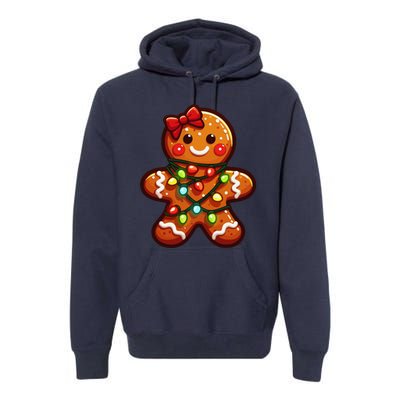 Gingerbread Girl Christmas Costume Cookie Tree Lights Xmas Premium Hoodie