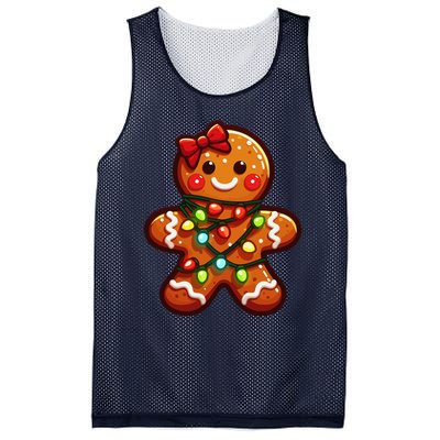 Gingerbread Girl Christmas Costume Cookie Tree Lights Xmas Mesh Reversible Basketball Jersey Tank