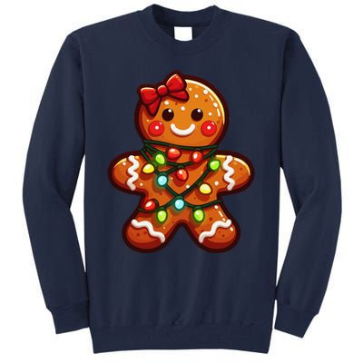 Gingerbread Girl Christmas Costume Cookie Tree Lights Xmas Tall Sweatshirt