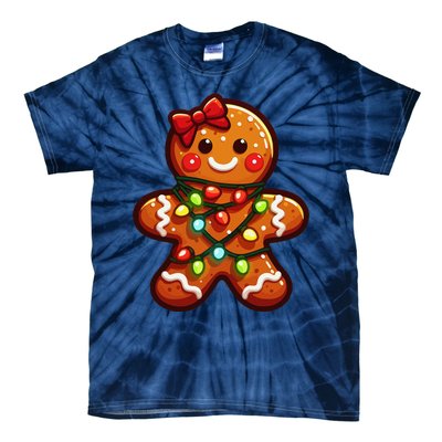 Gingerbread Girl Christmas Costume Cookie Tree Lights Xmas Tie-Dye T-Shirt