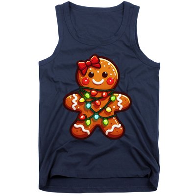 Gingerbread Girl Christmas Costume Cookie Tree Lights Xmas Tank Top