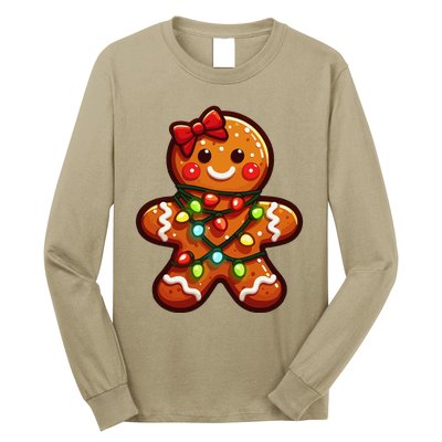 Gingerbread Girl Christmas Costume Cookie Tree Lights Xmas Long Sleeve Shirt