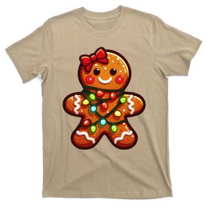 Gingerbread Girl Christmas Costume Cookie Tree Lights Xmas T-Shirt