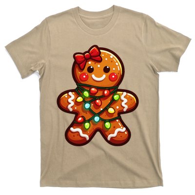 Gingerbread Girl Christmas Costume Cookie Tree Lights Xmas T-Shirt